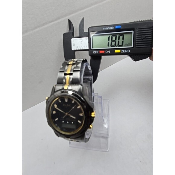 Pulsar by Seiko V0720050 Alarm Chrono Ana Digi Watch Black Gold Mens New Battery - Picture 6 of 13